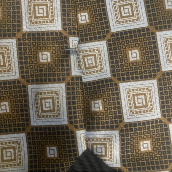 Eleganza Italy Men’s Handmade Microfibre And Silk Tie Geometric Brown And Blue - Picture 3 of 7